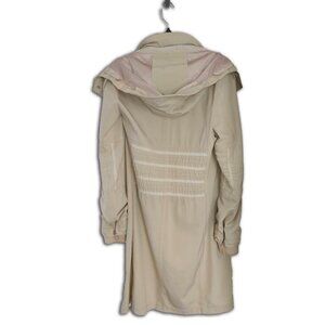 Eli Tahari Detachable Hood Rain Coat with Smocking on Back